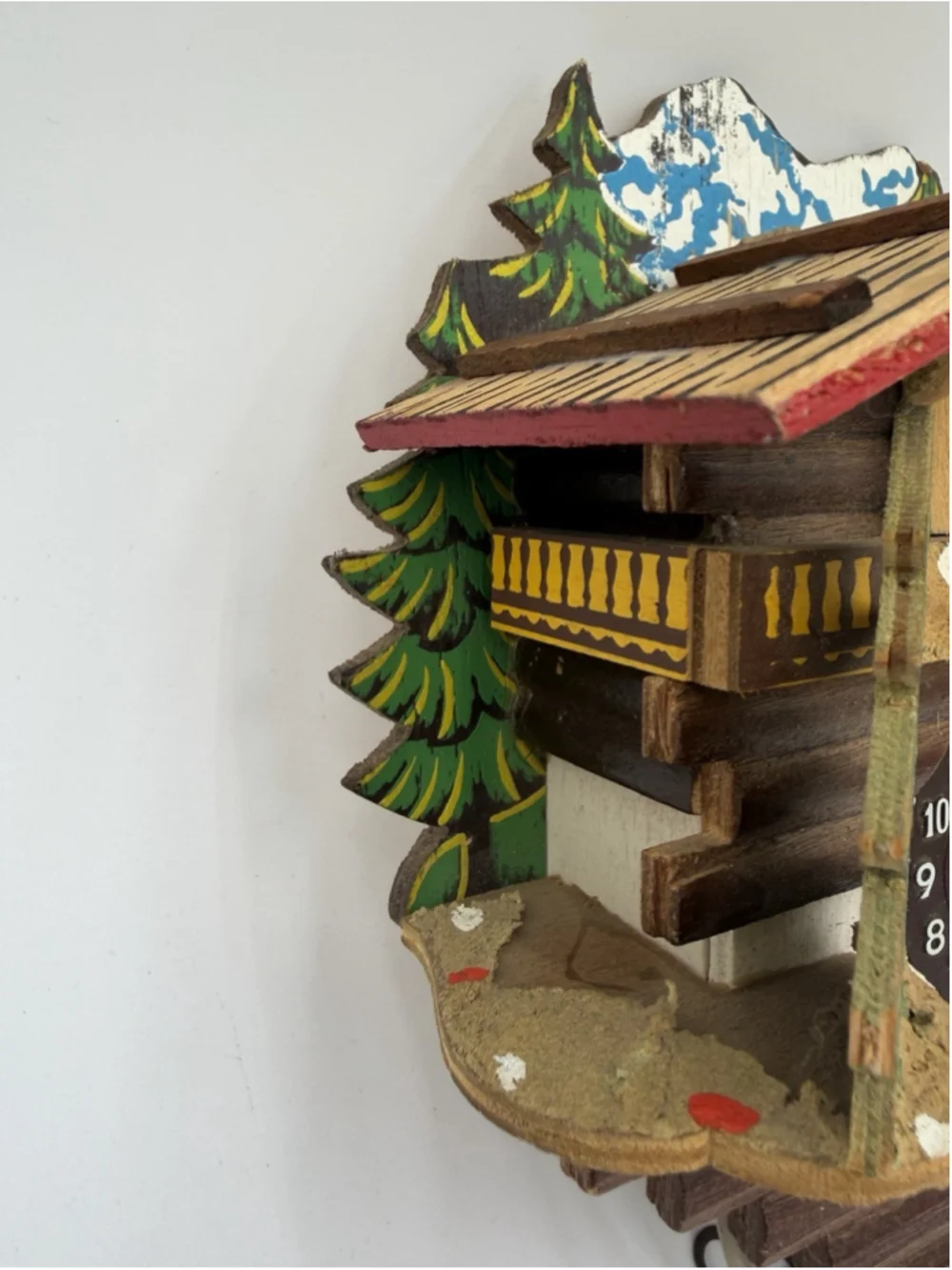 Vintage Small Swiss Chalet Style Wooden Cuckoo Clock UNTESTED/UNKNOWN IF WORKS